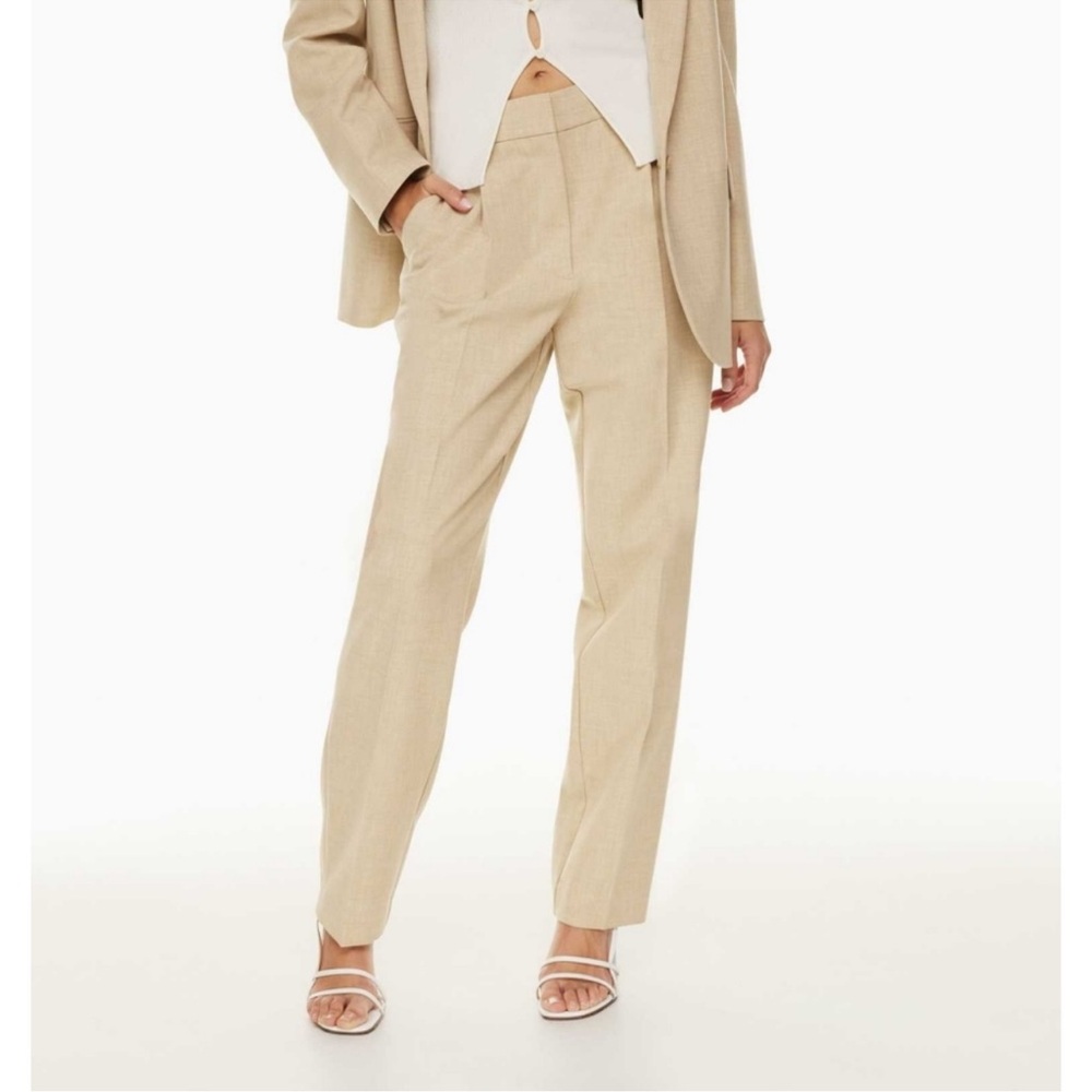 WILFRED Ibiza Pants Heather Oat Beige Pleated Trouser Size 6 Aritzia